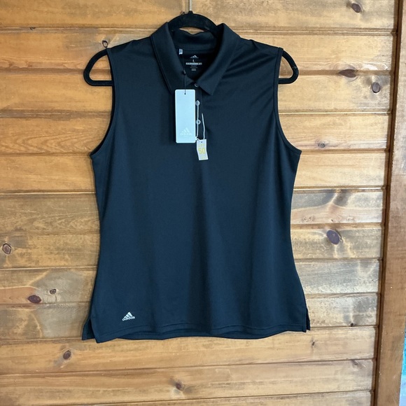 adidas Tops - Adidas golf sleeveless polo top Black UPF 50 performance Athletic shirt women